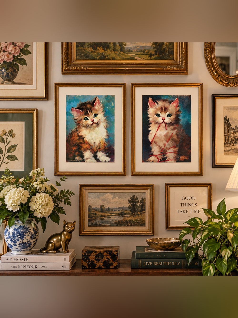Vintage 1960s DAC NY Kitten Lithographs β Set of 2 Mid Century Catβ Prints